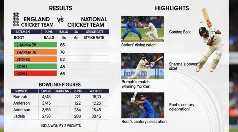 England cricket team vs India national cricket team match scorecard